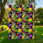 Dark Hawaiian Tropical Pattern Print Garden Flag