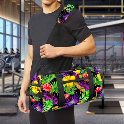 Dark Hawaiian Tropical Pattern Print Gym Bag