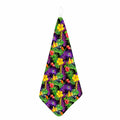 Dark Hawaiian Tropical Pattern Print Hand Towel