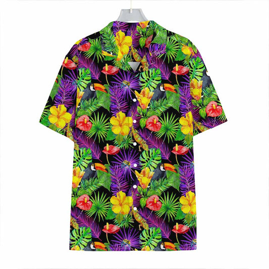 Dark Hawaiian Tropical Pattern Print Hawaiian Shirt