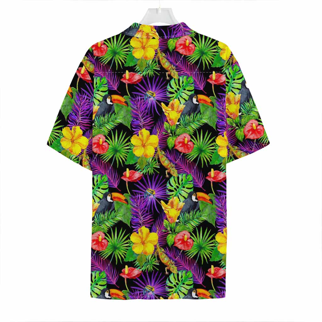 Dark Hawaiian Tropical Pattern Print Hawaiian Shirt