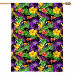 Dark Hawaiian Tropical Pattern Print House Flag