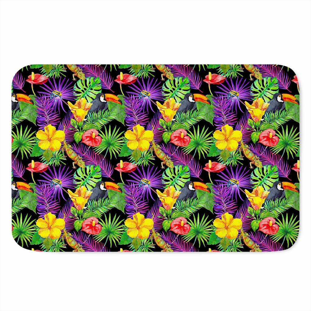 Dark Hawaiian Tropical Pattern Print Indoor Door Mat