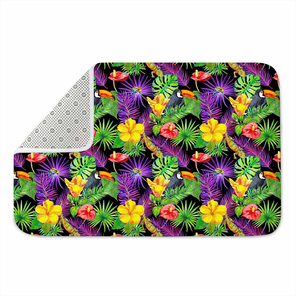 Dark Hawaiian Tropical Pattern Print Indoor Door Mat
