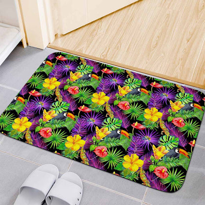 Dark Hawaiian Tropical Pattern Print Indoor Door Mat