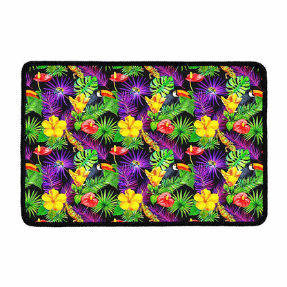 Dark Hawaiian Tropical Pattern Print Kitchen Mat