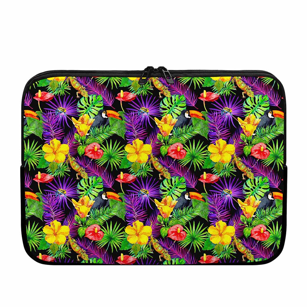 Dark Hawaiian Tropical Pattern Print Laptop Sleeve