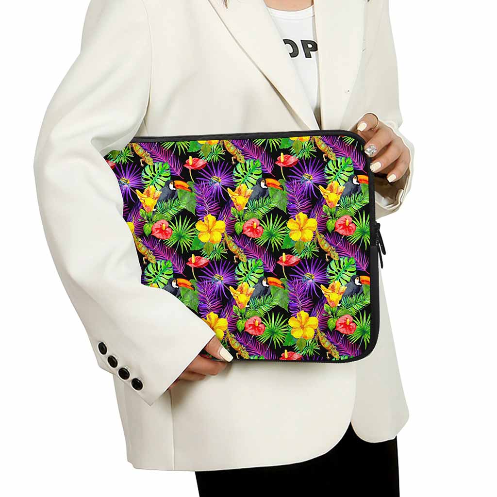 Dark Hawaiian Tropical Pattern Print Laptop Sleeve