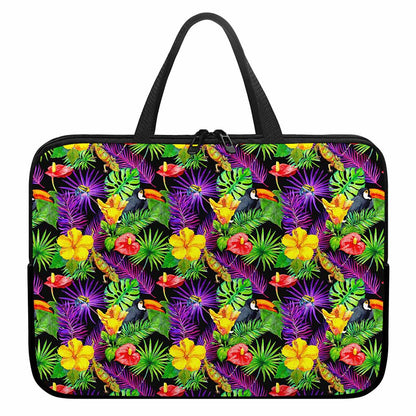 Dark Hawaiian Tropical Pattern Print Laptop Sleeve With Handle