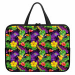 Dark Hawaiian Tropical Pattern Print Laptop Sleeve With Handle