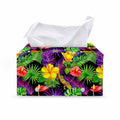 Dark Hawaiian Tropical Pattern Print Leather Tissue Box Cover