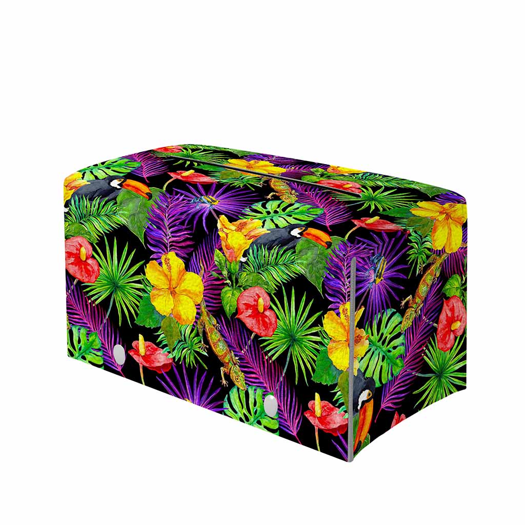 Dark Hawaiian Tropical Pattern Print Leather Tissue Box Cover