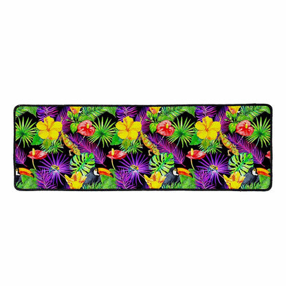 Dark Hawaiian Tropical Pattern Print Long Kitchen Mat
