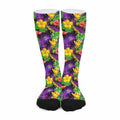 Dark Hawaiian Tropical Pattern Print Long Socks