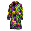 Dark Hawaiian Tropical Pattern Print Men's Bathrobe