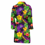 Dark Hawaiian Tropical Pattern Print Men's Bathrobe