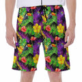 Dark Hawaiian Tropical Pattern Print Men's Beach Shorts