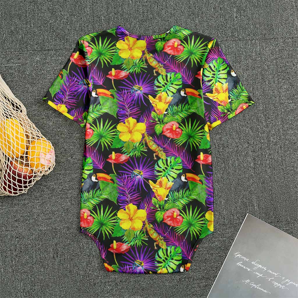 Dark Hawaiian Tropical Pattern Print Men's Bodysuit