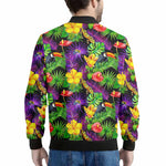Dark Hawaiian Tropical Pattern Print Men's Bomber Jacket