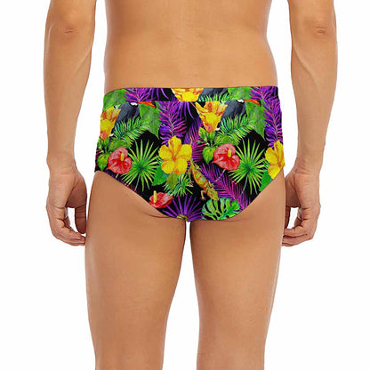 Dark Hawaiian Tropical Pattern Print Men's Briefs