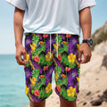 Dark Hawaiian Tropical Pattern Print Men's Cargo Shorts