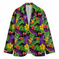 Dark Hawaiian Tropical Pattern Print Men's Cotton Blazer