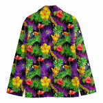 Dark Hawaiian Tropical Pattern Print Men's Cotton Blazer