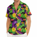 Dark Hawaiian Tropical Pattern Print Men's Deep V-Neck Shirt
