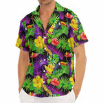 Dark Hawaiian Tropical Pattern Print Men's Deep V-Neck Shirt