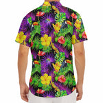 Dark Hawaiian Tropical Pattern Print Men's Deep V-Neck Shirt