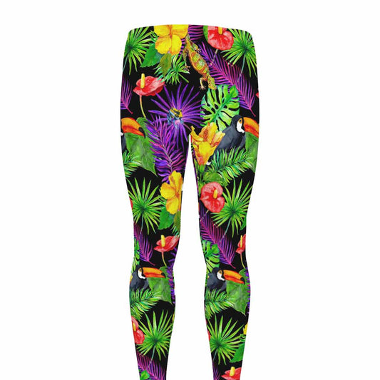 Dark Hawaiian Tropical Pattern Print Men's leggings