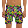 Dark Hawaiian Tropical Pattern Print Men's Long Boxer Briefs