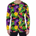 Dark Hawaiian Tropical Pattern Print Men's Long Sleeve T-Shirt