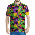 Dark Hawaiian Tropical Pattern Print Men's Polo Shirt