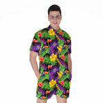 Dark Hawaiian Tropical Pattern Print Men's Rompers