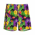 Dark Hawaiian Tropical Pattern Print Men's Athletic Shorts