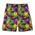 Dark Hawaiian Tropical Pattern Print Men's Swim Trunks