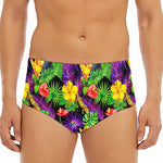 Dark Hawaiian Tropical Pattern Print Men's Triangle Swim Briefs