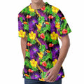 Dark Hawaiian Tropical Pattern Print Men's Velvet T-Shirt