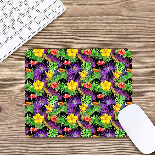 Dark Hawaiian Tropical Pattern Print Mouse Pad