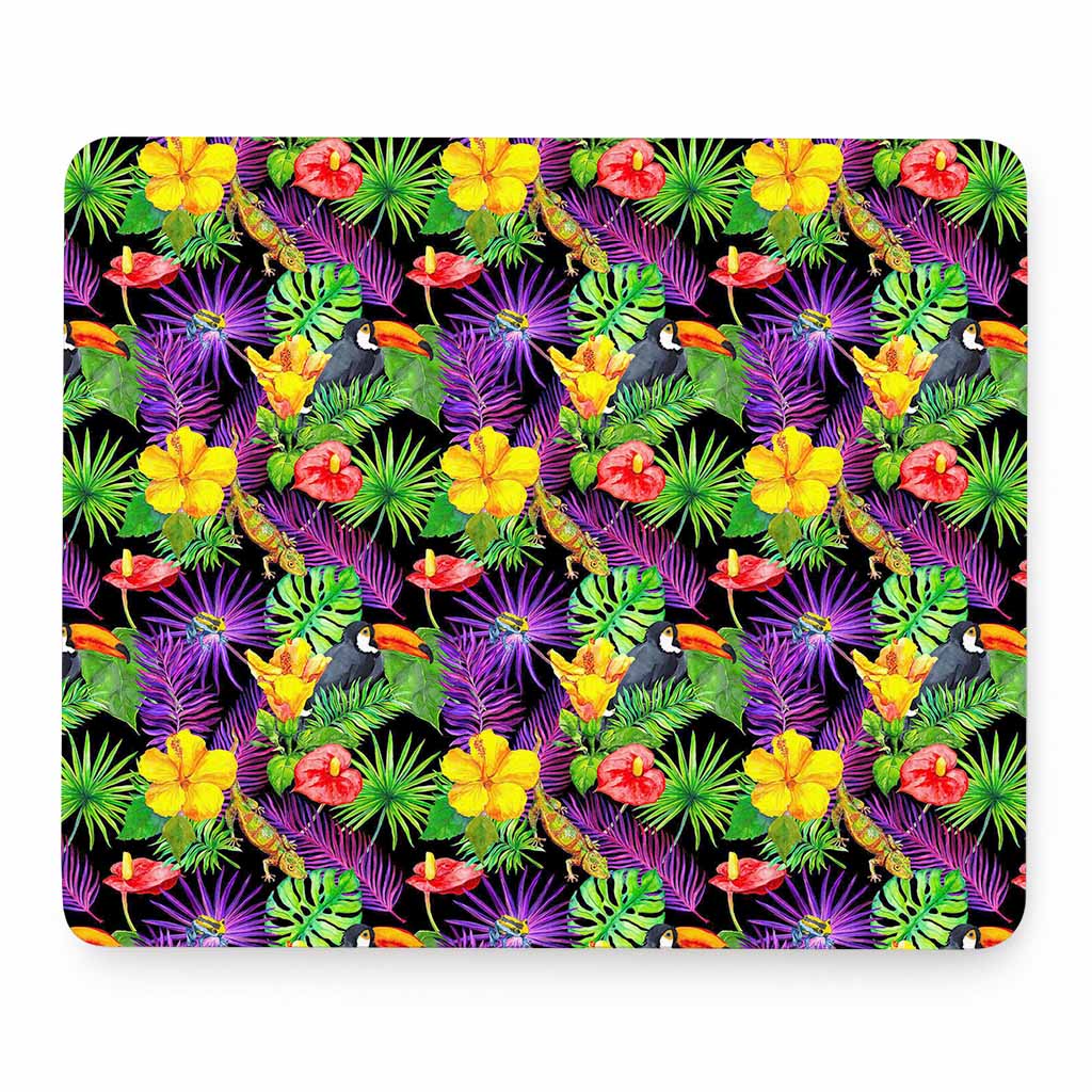 Dark Hawaiian Tropical Pattern Print Mouse Pad