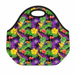 Dark Hawaiian Tropical Pattern Print Neoprene Lunch Bag