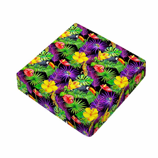 Dark Hawaiian Tropical Pattern Print Outdoor Seat Cushion Cover