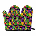 Dark Hawaiian Tropical Pattern Print Oven Mitts