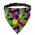 Dark Hawaiian Tropical Pattern Print Over The Collar Dog Bandana