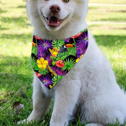 Dark Hawaiian Tropical Pattern Print Over The Collar Dog Bandana
