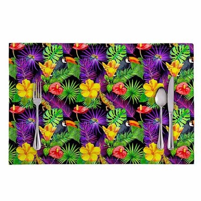 Dark Hawaiian Tropical Pattern Print Placemat