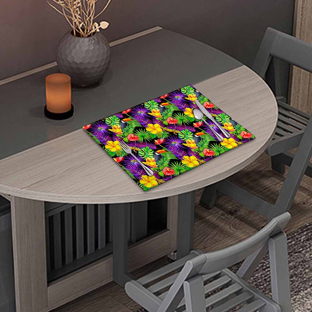 Dark Hawaiian Tropical Pattern Print Placemat