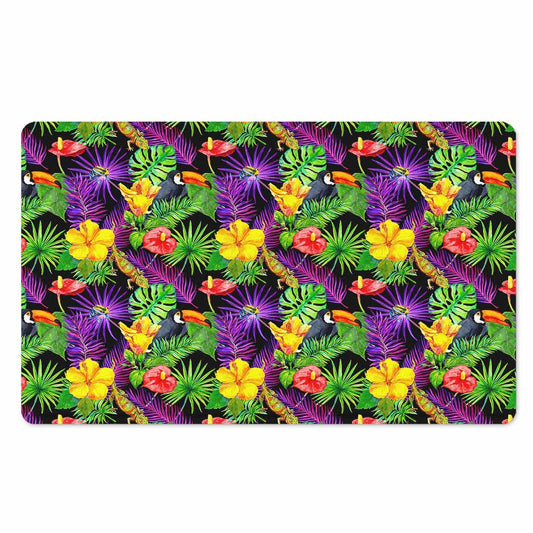 Dark Hawaiian Tropical Pattern Print Polyester Doormat