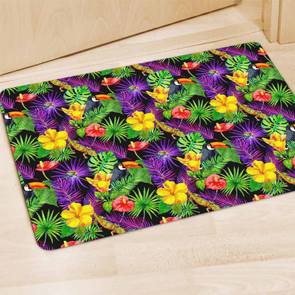 Dark Hawaiian Tropical Pattern Print Polyester Doormat